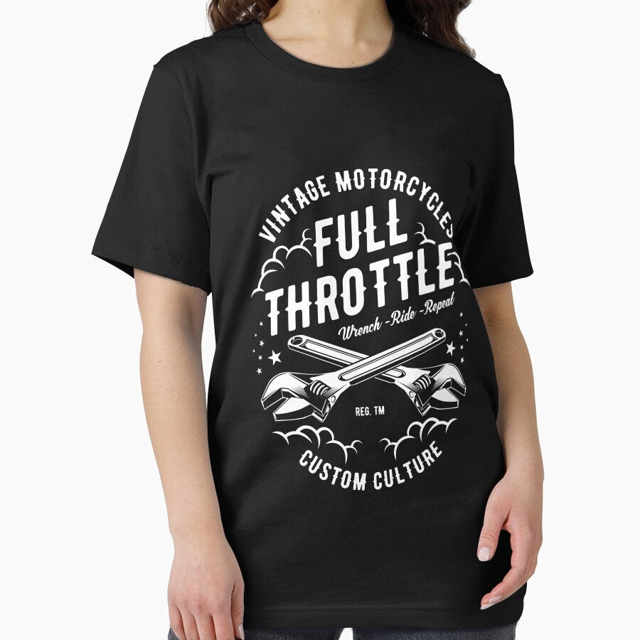 Vintage Motorcycle Full Throttle Shirt Cool Hobby T-Shirt Great Gift for Biker Unisex Short-Sleeve Jersey Tee 8 Colors by Panda Branda