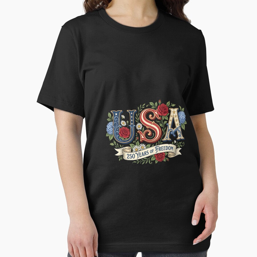 250th Anniversary USA Floral Women Patriotic 4th of July Long Sleeve by FrankIsabel