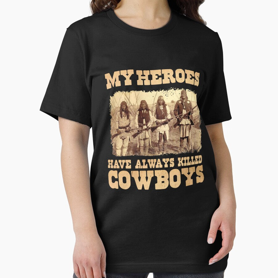 My Heroes Have Always Killed Cowboys Retro Style Graphic Novelty Simple Short Sleeve T-Shirt Gift for Men Women Top Men's Cotton T-Shirt Unisex T-Shirt by CharlesFurlow