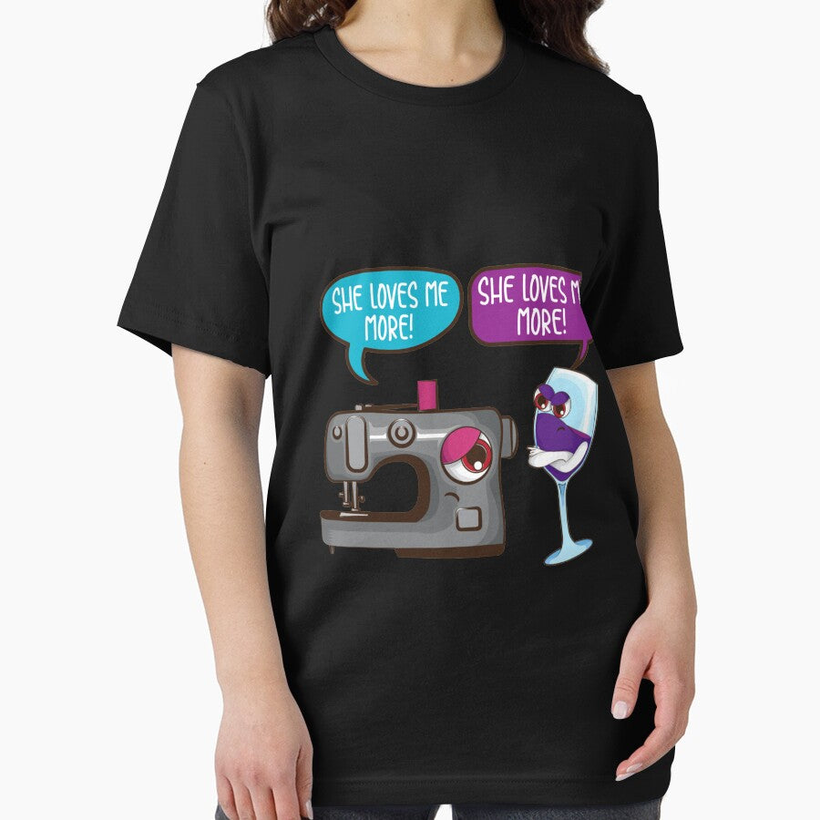 Cool She Loves Me Sewing And Wine Funny Machine Sewer Gift Long Sleeve TShirt38 by tawanama