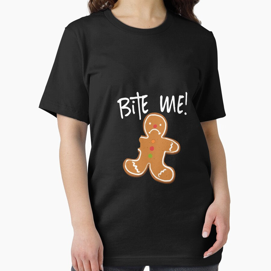Bite Me! Gingerbread Man Cookie Funny Holiday Baking Long Sleeve T-Shirt by beckergree