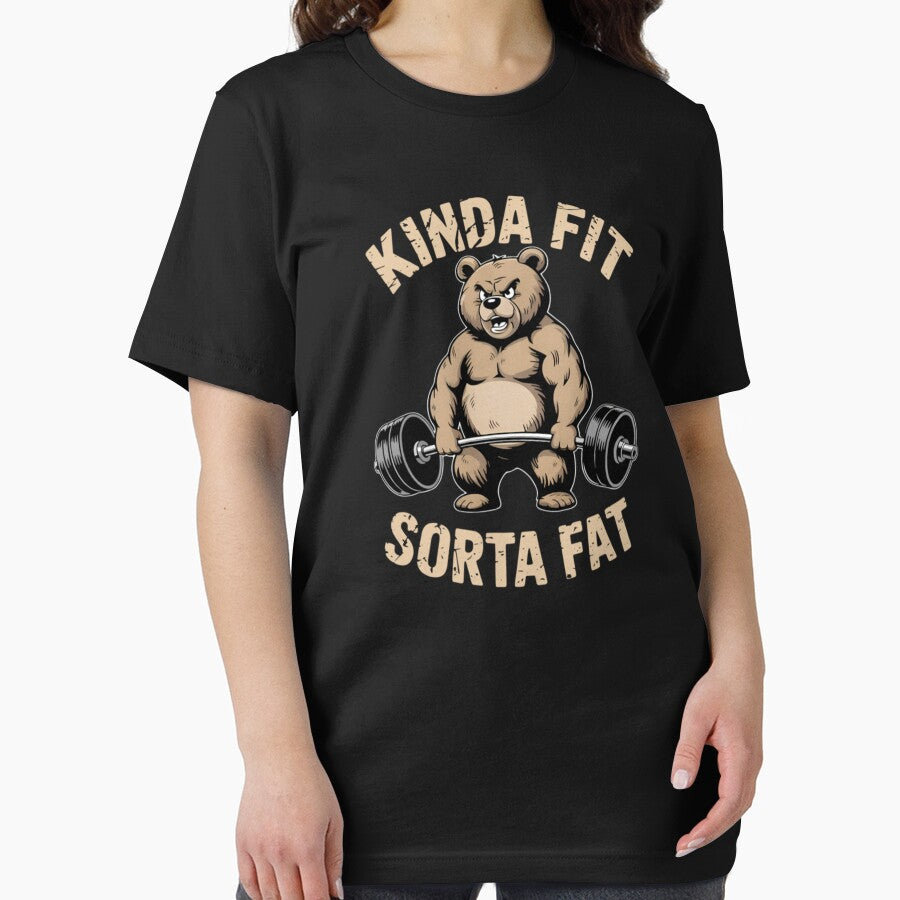 Kinda Fit Sorta Fat Funny Gym Bear Weightlifting Workout by raccoon2opossum