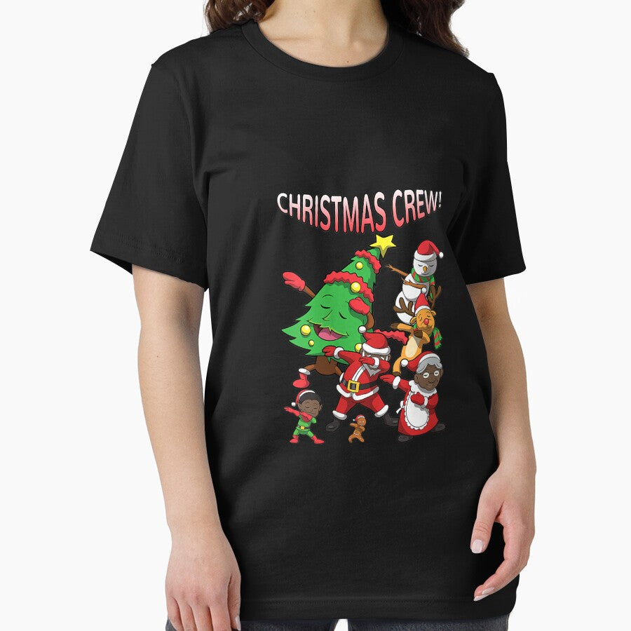 Womens Black Santa Claus Shirt African American Christmas Crew Tee V-Neck T-Shirt by BehmeJenell