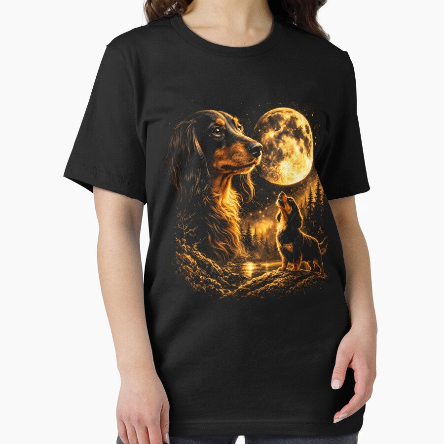 Dachshund Howling to The Moon Vintage 90s Retro Dachshund Graphic by will freed18