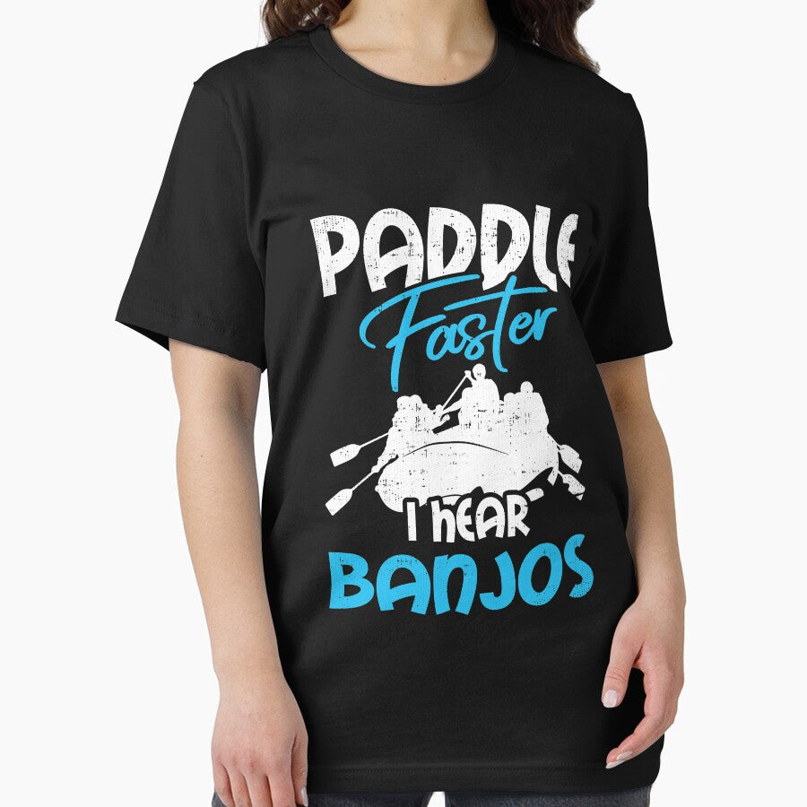 Canoe Tee For Women and Men - Paddle Faster I Hear Banjos Long Sleeve T-Shirt by heaneyrowe