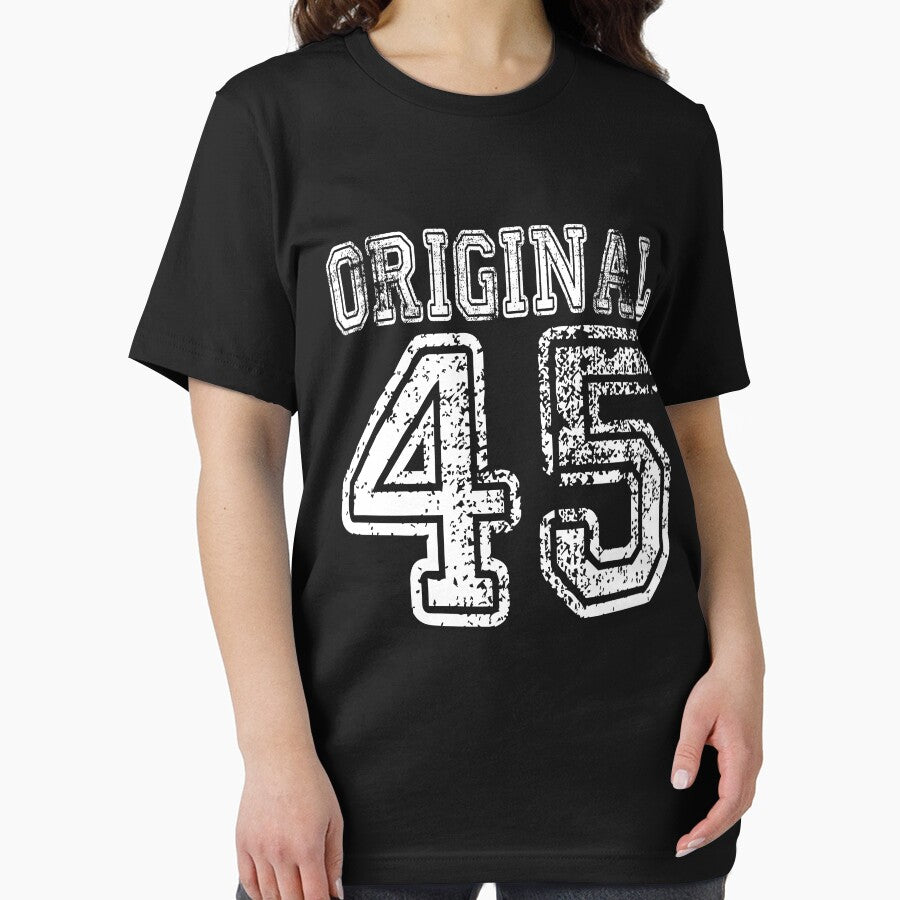 Original 45 1945 2045 T-shirt Birthday Gift Age Year Old Boy Girl Cute Funny Man Woman Jersey Style by arcadetoystore