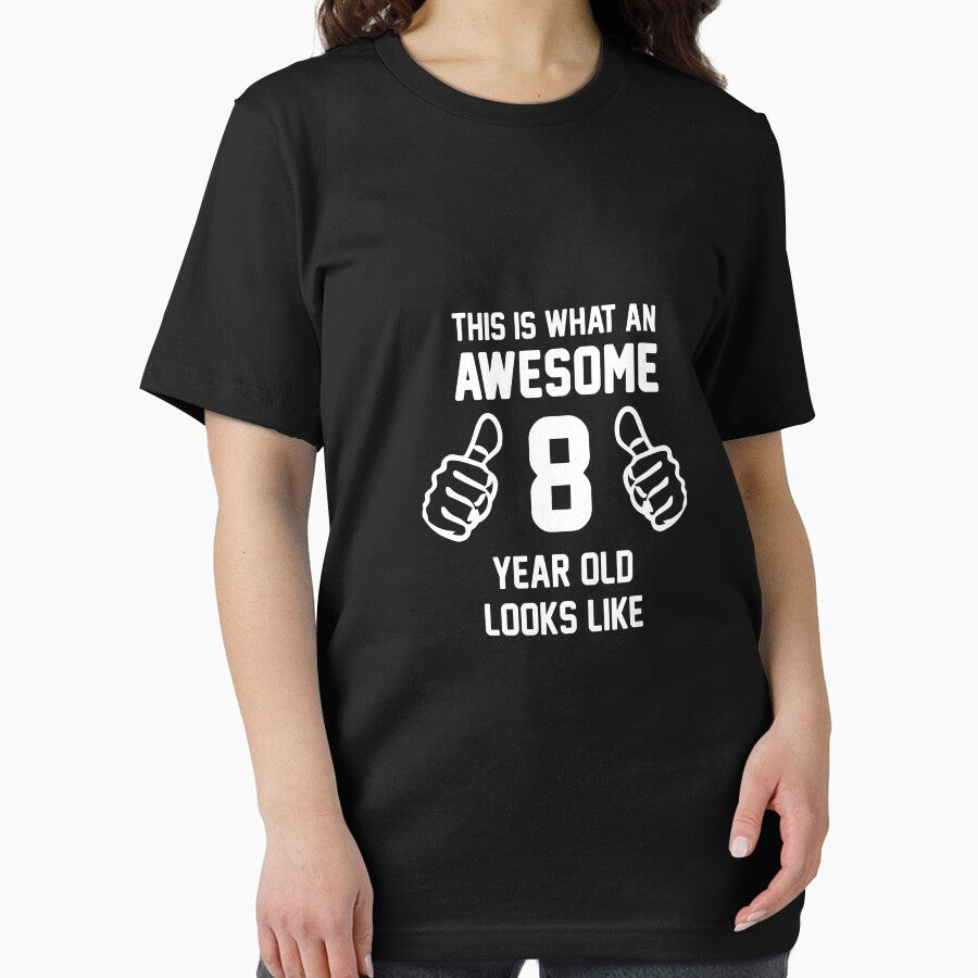 Awesome 8 Year Old Shirt Funny 8th Birthday T-Shirt Great Gift for A Kid, Child Short-Sleeve Jersey Tee by Panda Branda