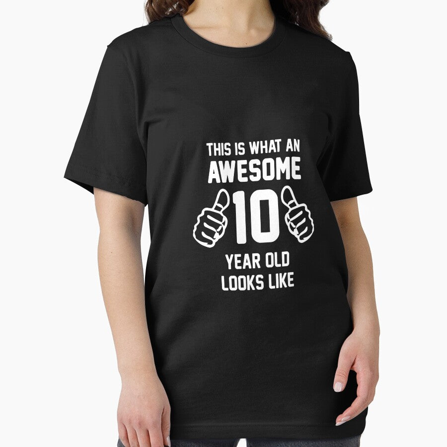 Awesome 10 Year Old Shirt Funny 10th Birthday T-Shirt Great Gift for A Kid, Child Short-Sleeve Jersey Tee by Panda Branda