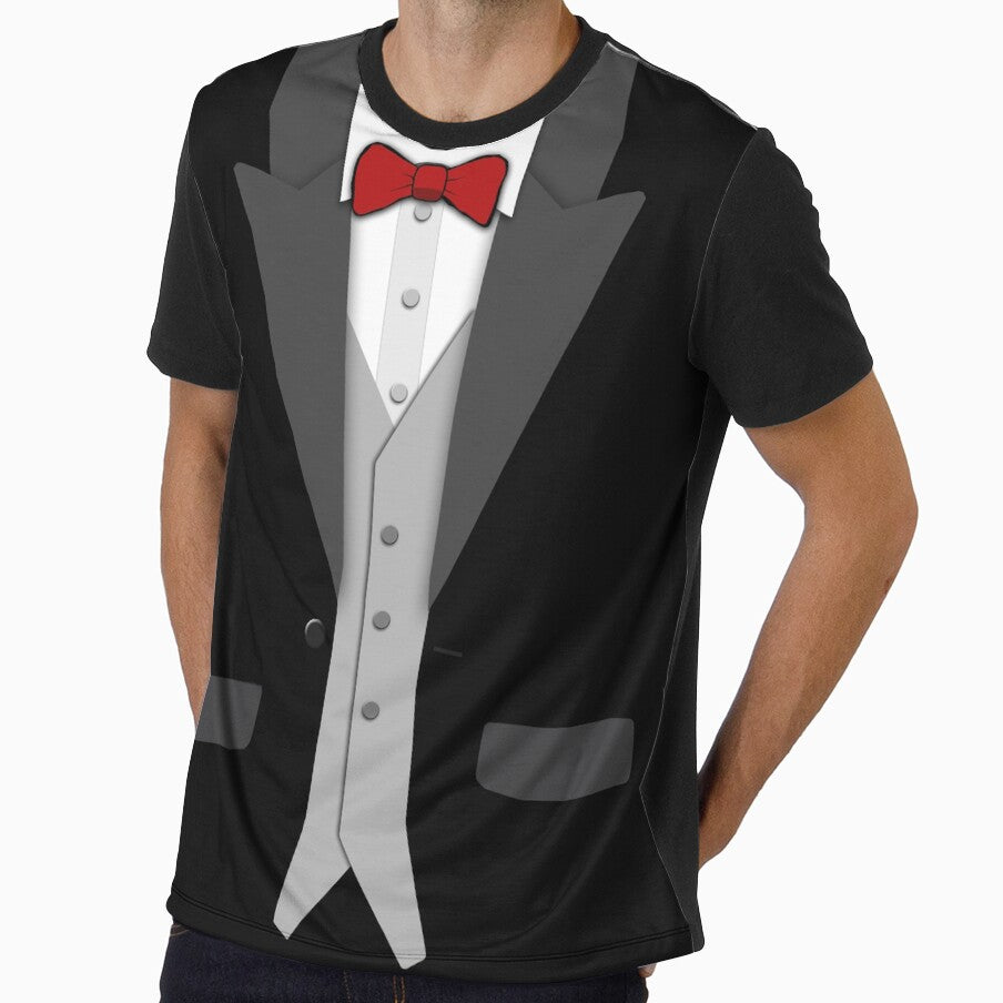 Black Tuxedo Red Bowtie and Vest by Jerry Lambert