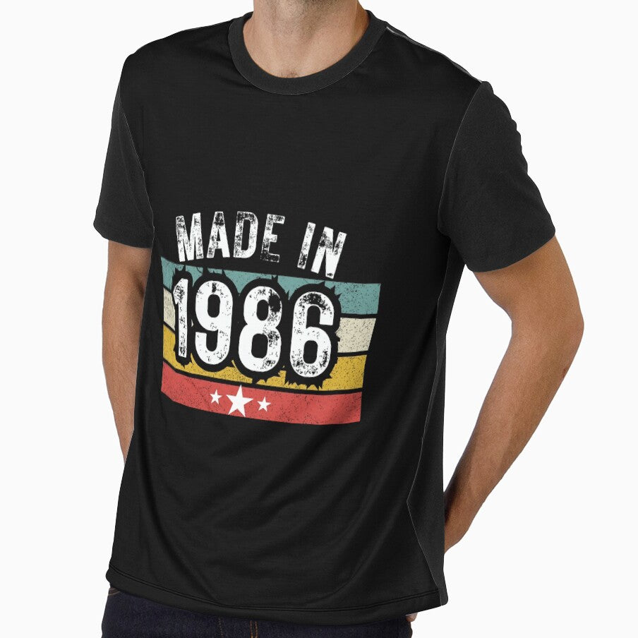 Made in 1986” retro sunset design by PrintHorizonD
