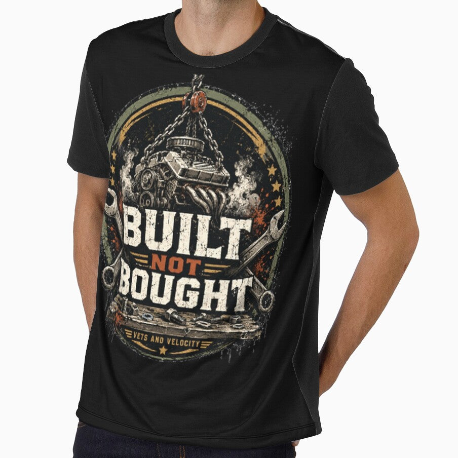 Built Not Bought Shirt, Garage Build Graphic Tee, Custom Car Biker Garage Gift, Old Iron Mechanic Style, Veteran Rider Apparel by VETS AND VELOCITY LLC