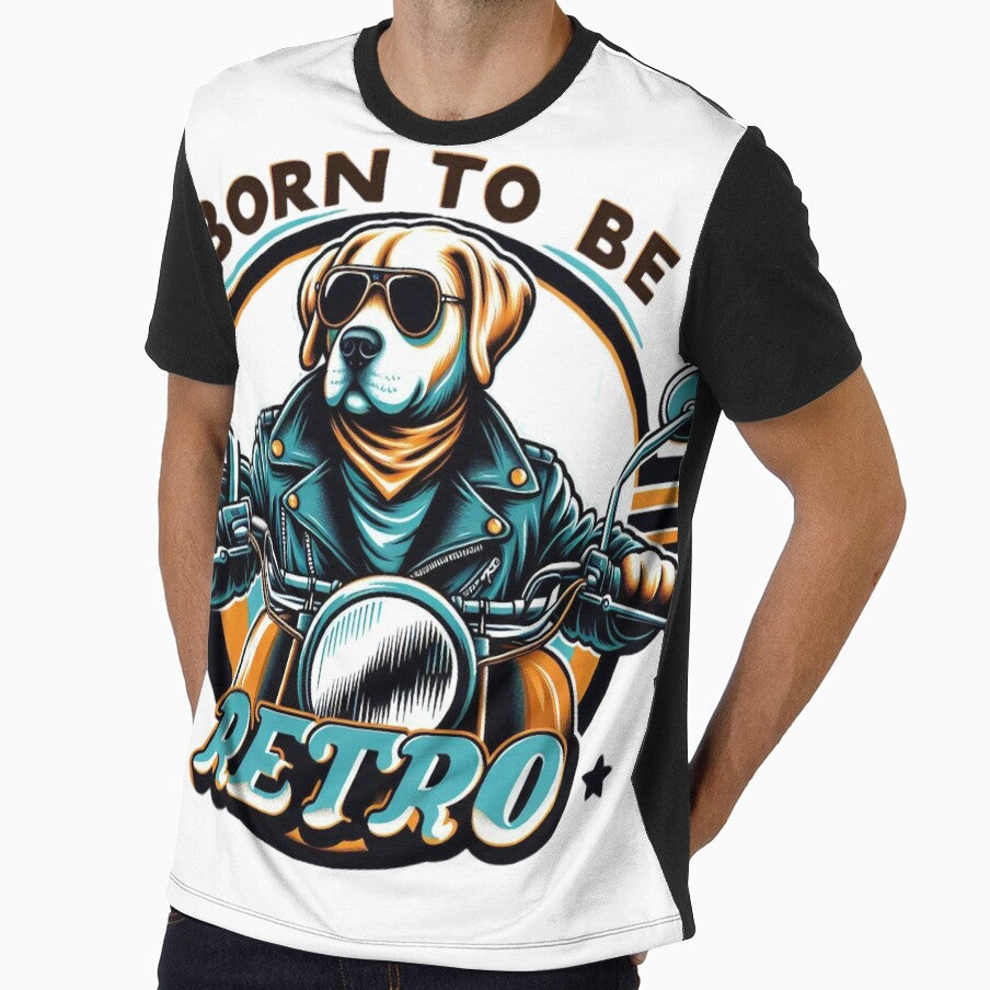 A retro-style "Born to Be Retro"II, retro dog shirt, Motorcycle T-shirt, vintage retro bike gift, funny tshirts, funny Gift by LoliDesignShop