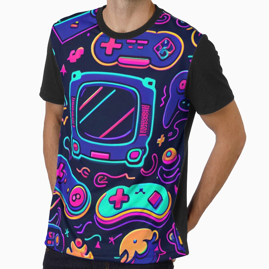 Retro Gaming Glow - 80's Style Gaming Pattern by UniqueDesignsC