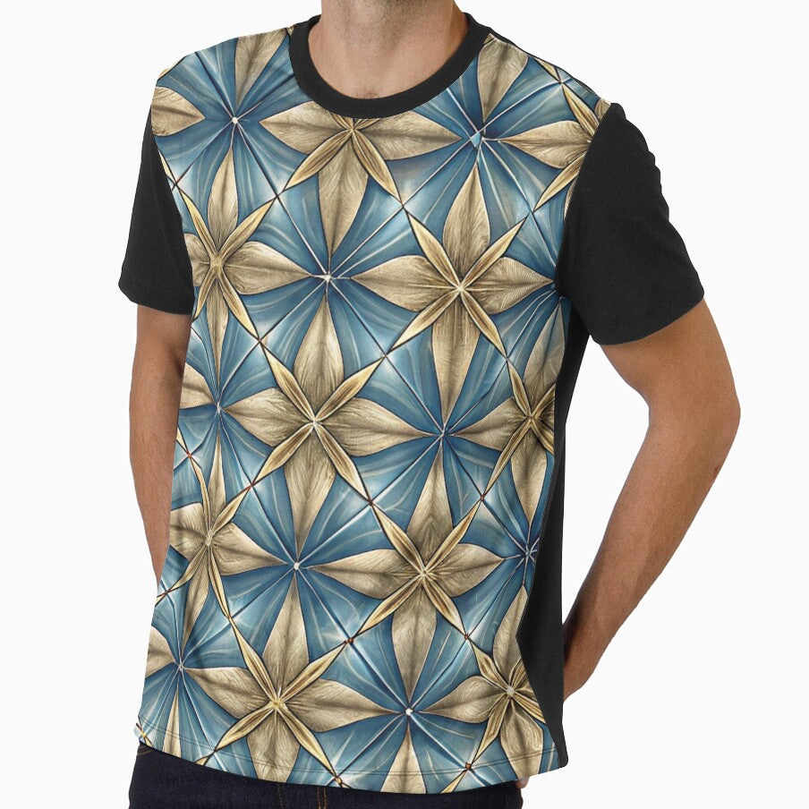 Luxury Blue Gold Geometric Seamless Pattern by Erik Visnievskij