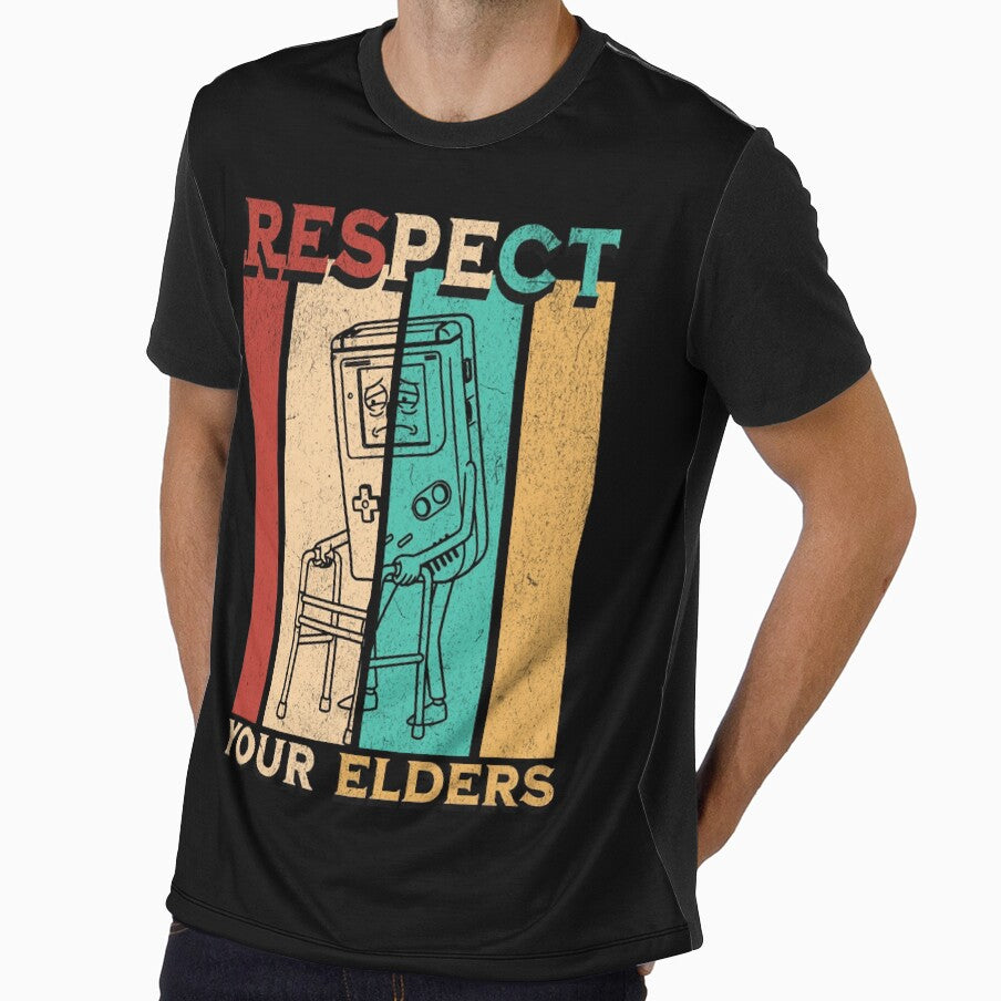 Retro Vintage Respect Your Elders Gamer Gaming Console by UniTeeCo