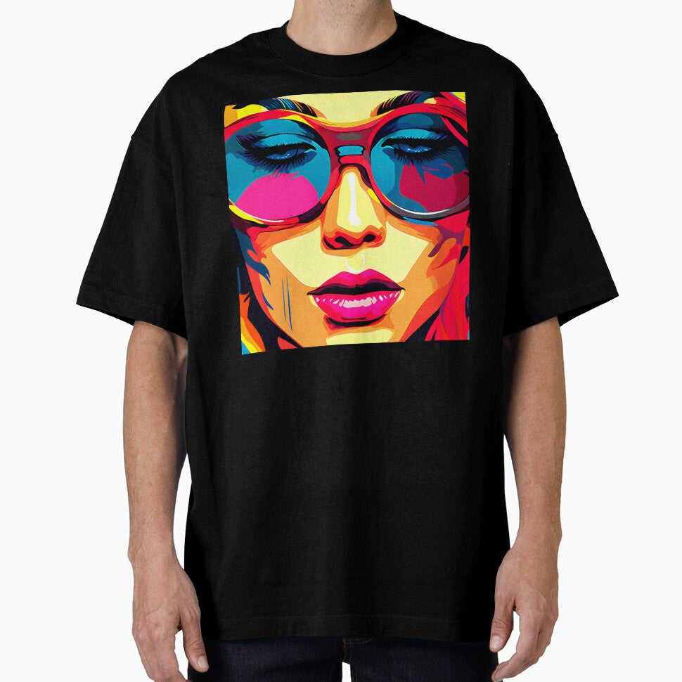 Pop Art Fantasy Female Face With Colorful Sunglasses by DEC02