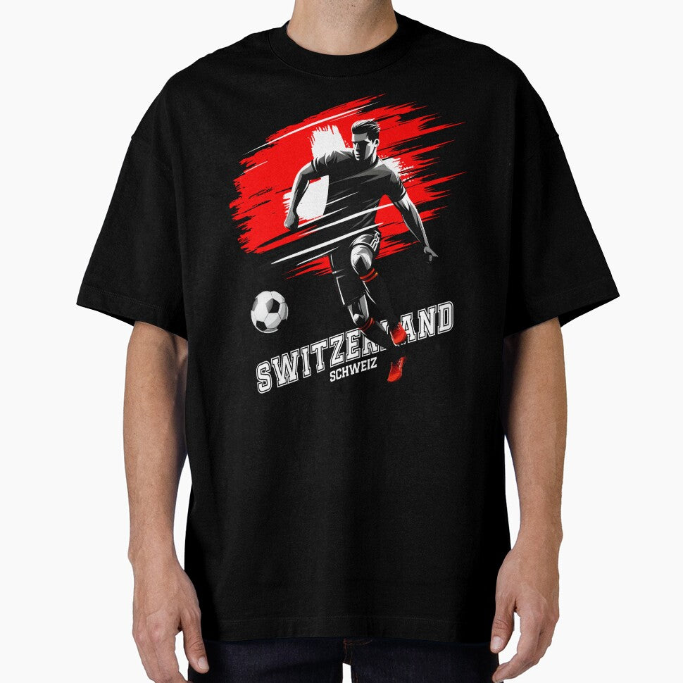 Football Soccer Switzerland Swiss Flag Player Grunge Silhouette by Infinitee8hirts