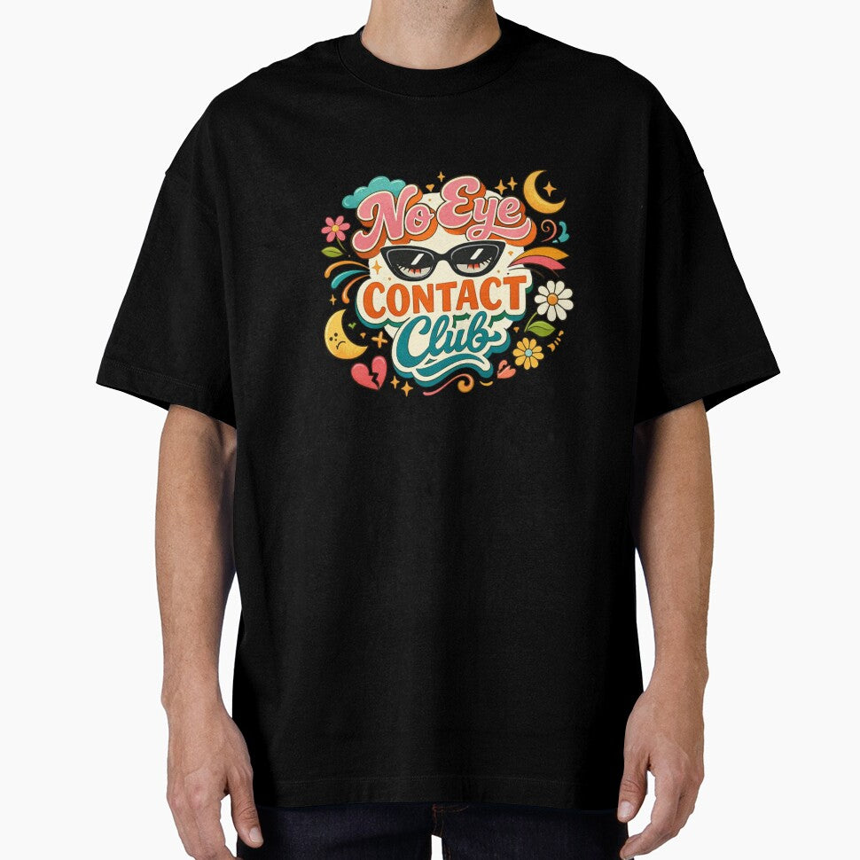 No Eye Contact Club Cute Retro Sticker Design | Introvert Humor by Sanika arts