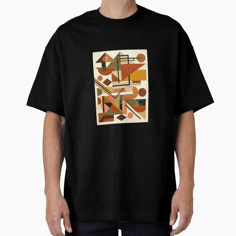 Geometric Shapes in Earth Tones – Retro Modern Art - Mid-Century Modern Abstract Painting Shapes by CattlettArt