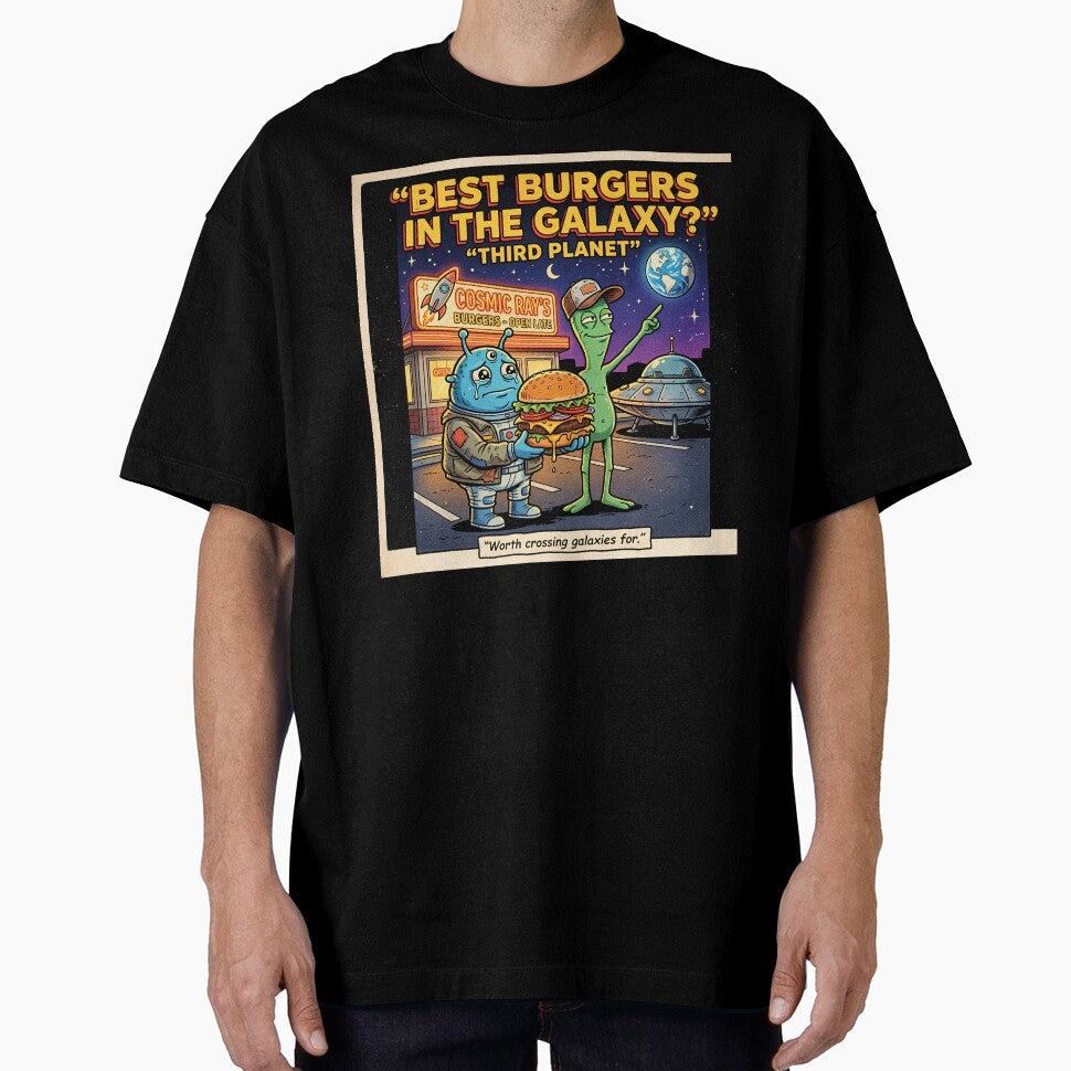 Best Burgers in the Galaxy Third Planet Funny Alien Retro Sci Fi Humor by FindYouByZ