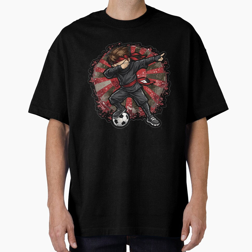 Dabbing Ninja Soccer Vintage Japan Flag by QuiteOrbit