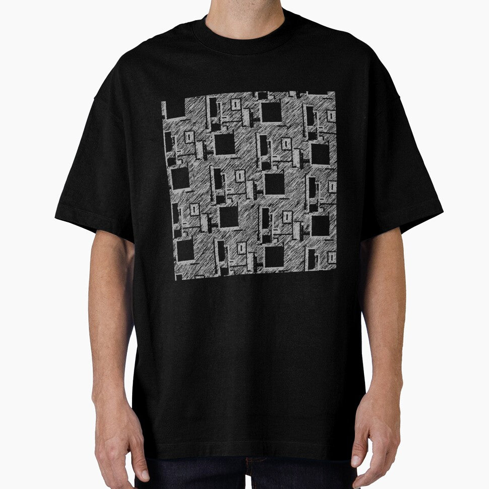 BLACK AND GREY QUIRKY DESKTOP COMPUTERS PATTERN by ozcushionstoo