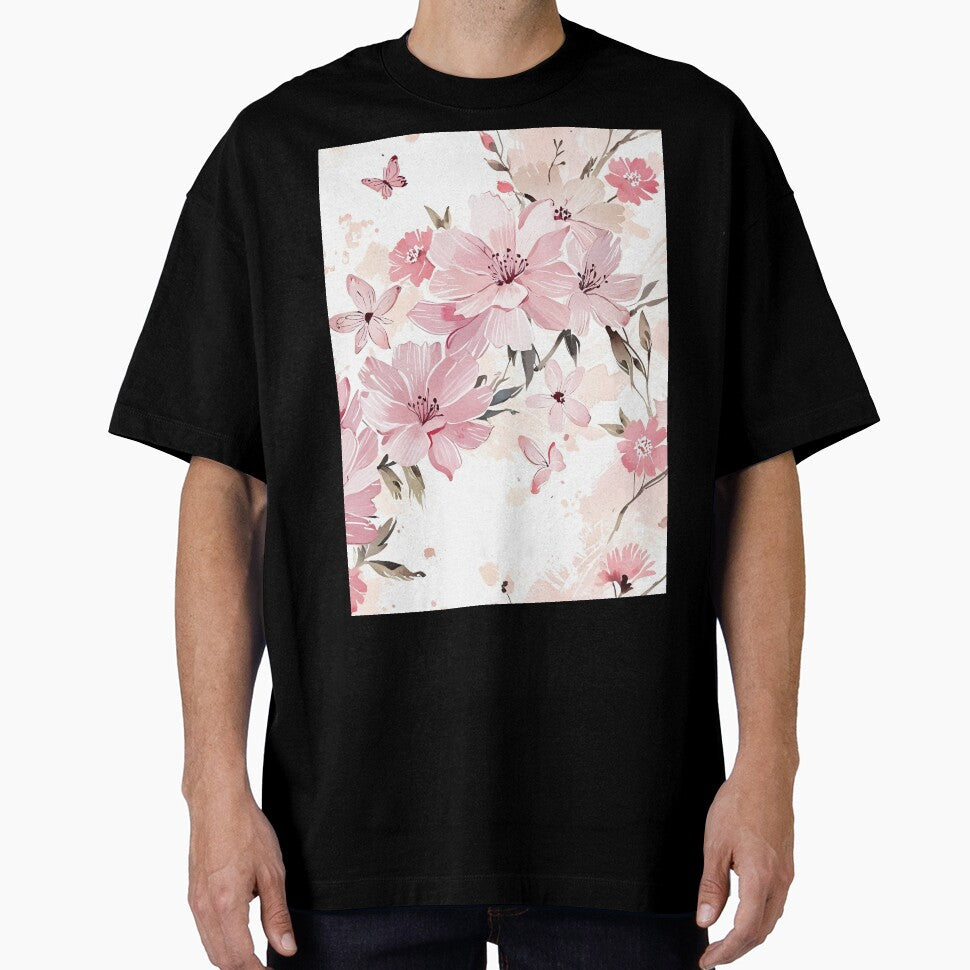 Soft Pink Floral With Butterflies by CoolPixels
