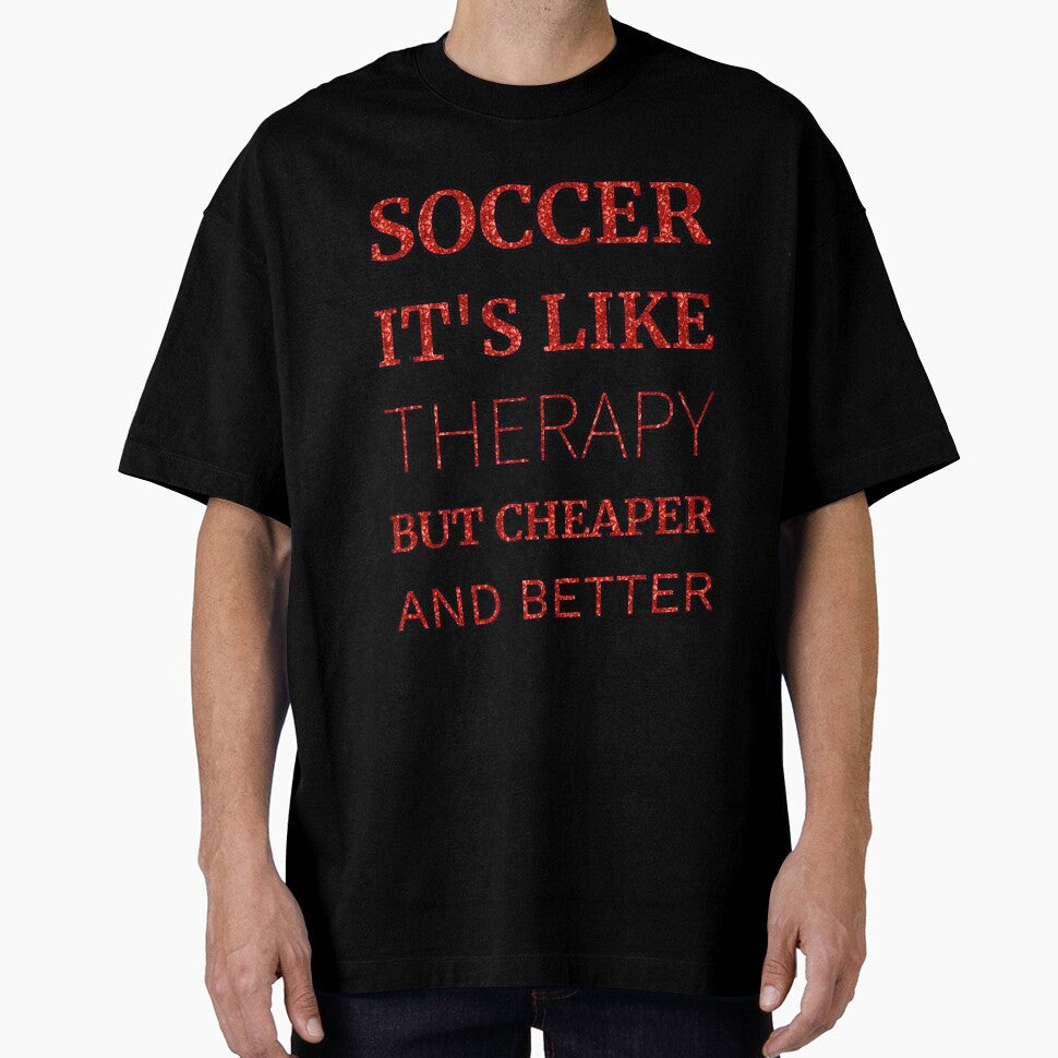 Soccer It'S Like Therapy But Cheaper And Better Red Rhinestone by TheIconSmith