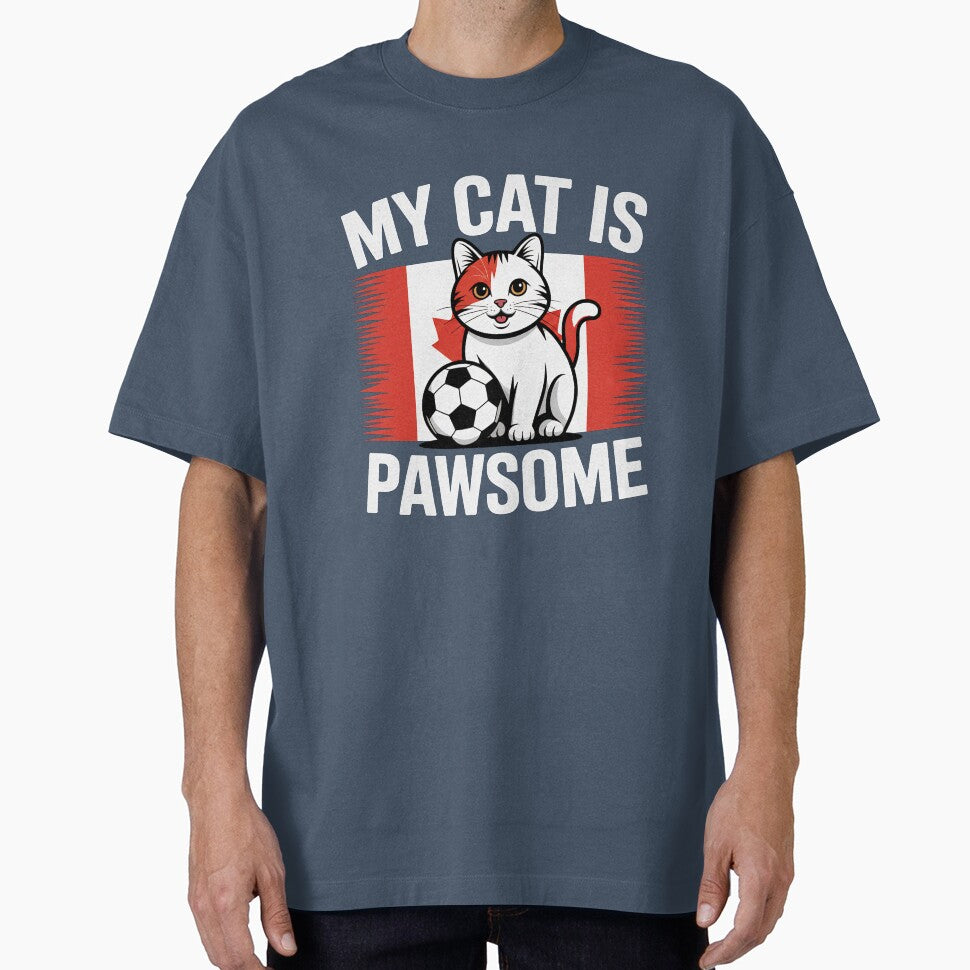 Cute Patriotic Soccer Cat Red Maple Leaf by MimsTees