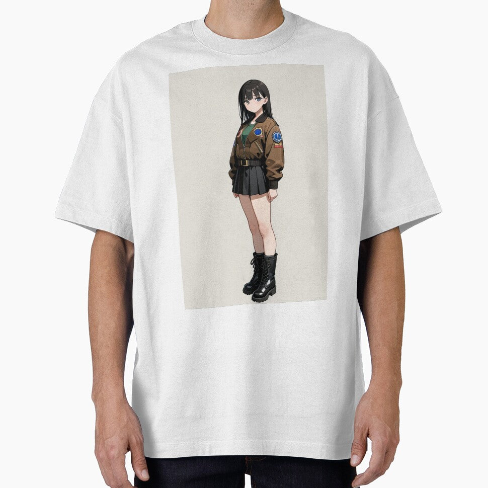 Fashion - Woman in Brown Bomber Jacket Pleated Skirt Combat Boots by AnimeShin