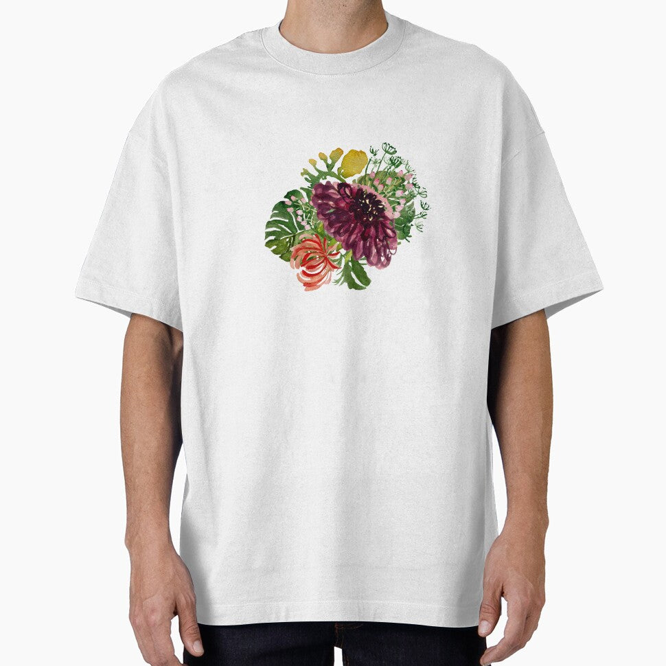 Dahlia palm leaf chrysanthemum cute a watercolor by Yana Mustafina | Boho Soulful Designs