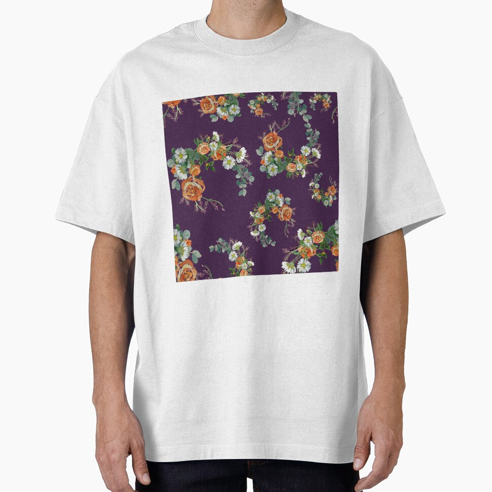 Flower rose daisy branch pattern a watercolor violet by Yana Mustafina | Boho Soulful Designs