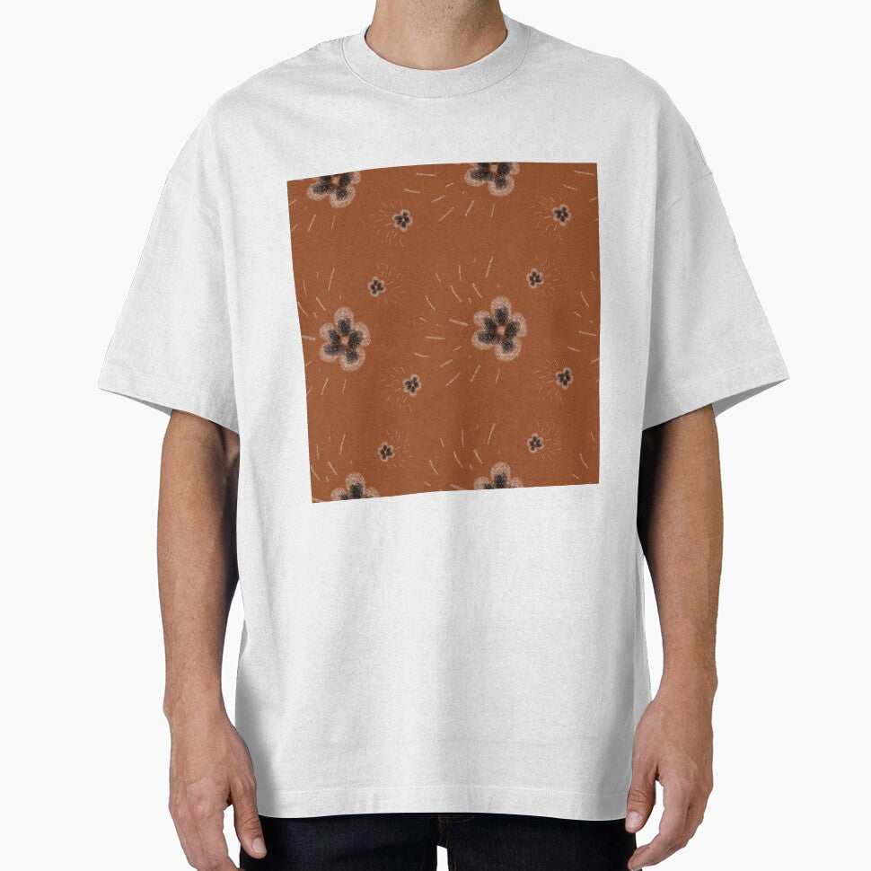 Flower flora stroke simple sketch brown pattern by Yana Mustafina | Boho Soulful Designs