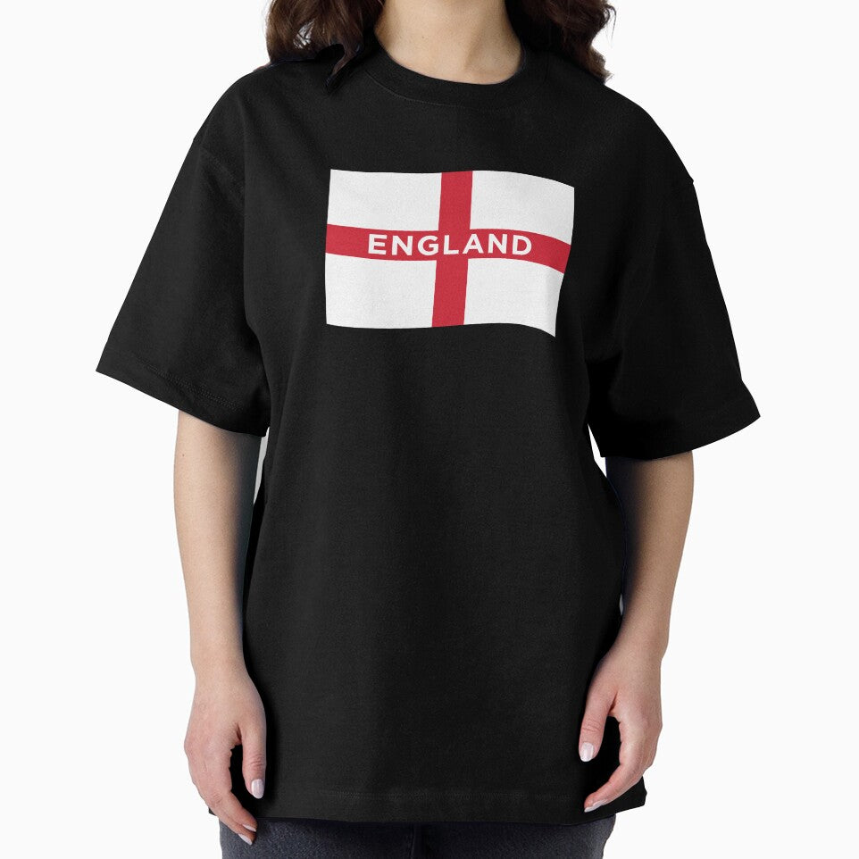 England Wave Flag With Text (On Black) by STUDIO-72