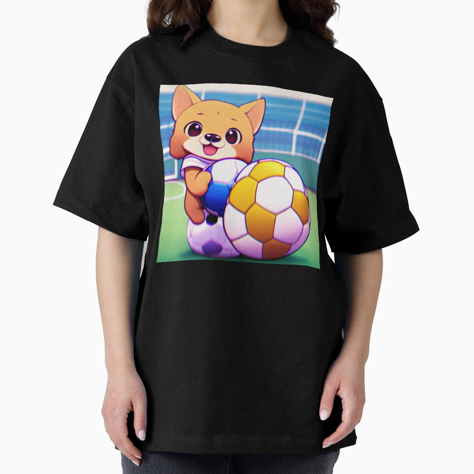 Chibi Anime Dog Holding Soccer Ball by BAYFAIRE