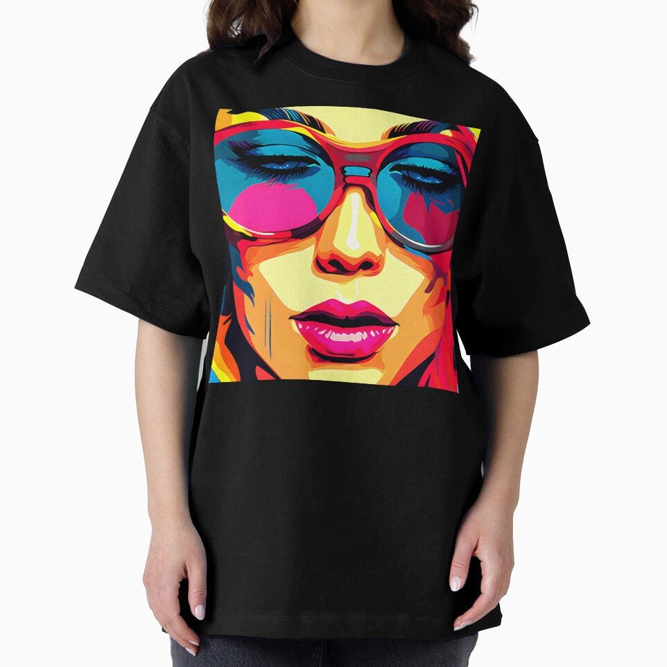 Pop Art Fantasy Female Face With Colorful Sunglasses by DEC02
