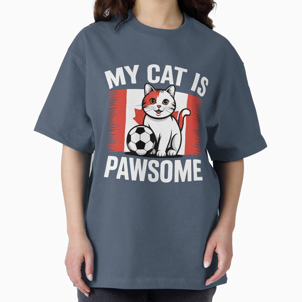 Cute Patriotic Soccer Cat Red Maple Leaf by MimsTees