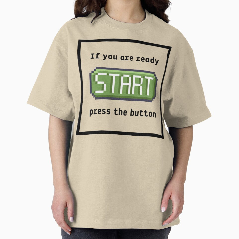 Press the start button (frame)  - Retro gaming experience  - Text based design - Black text by Nemesiscrowd