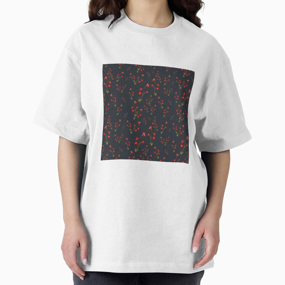 Flower red pattern a cute watercolor illustration grey by Yana Mustafina | Boho Soulful Designs