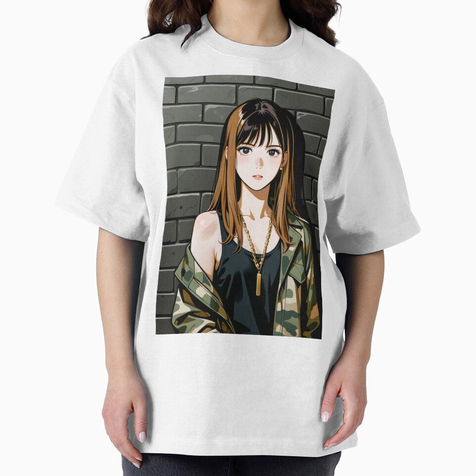 Fashion - Woman in Camo Camo Jacket Tank Top Gold Chain Anime Variant 2 by AnimeShin