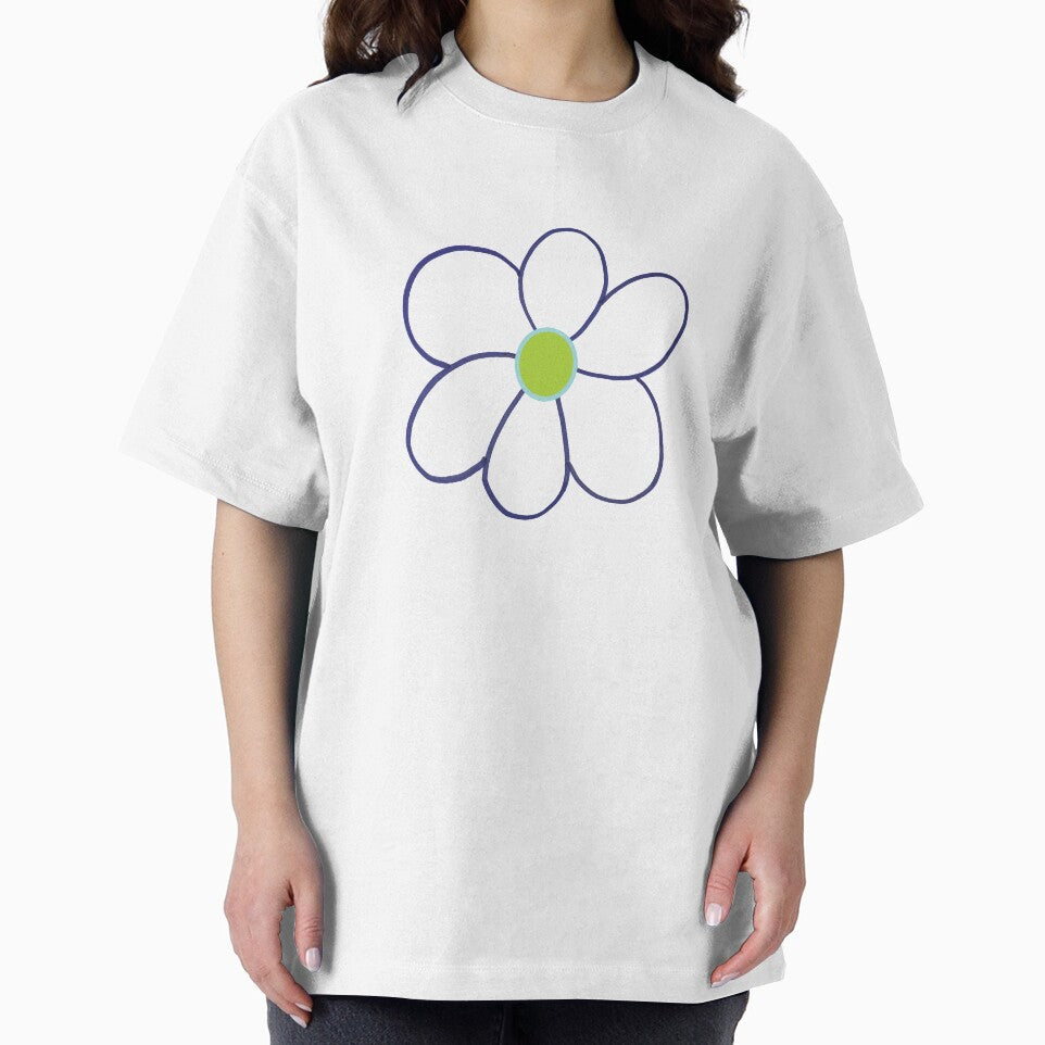 Big Simple Six Petal Flower in Blue and Green by BelindaFuller