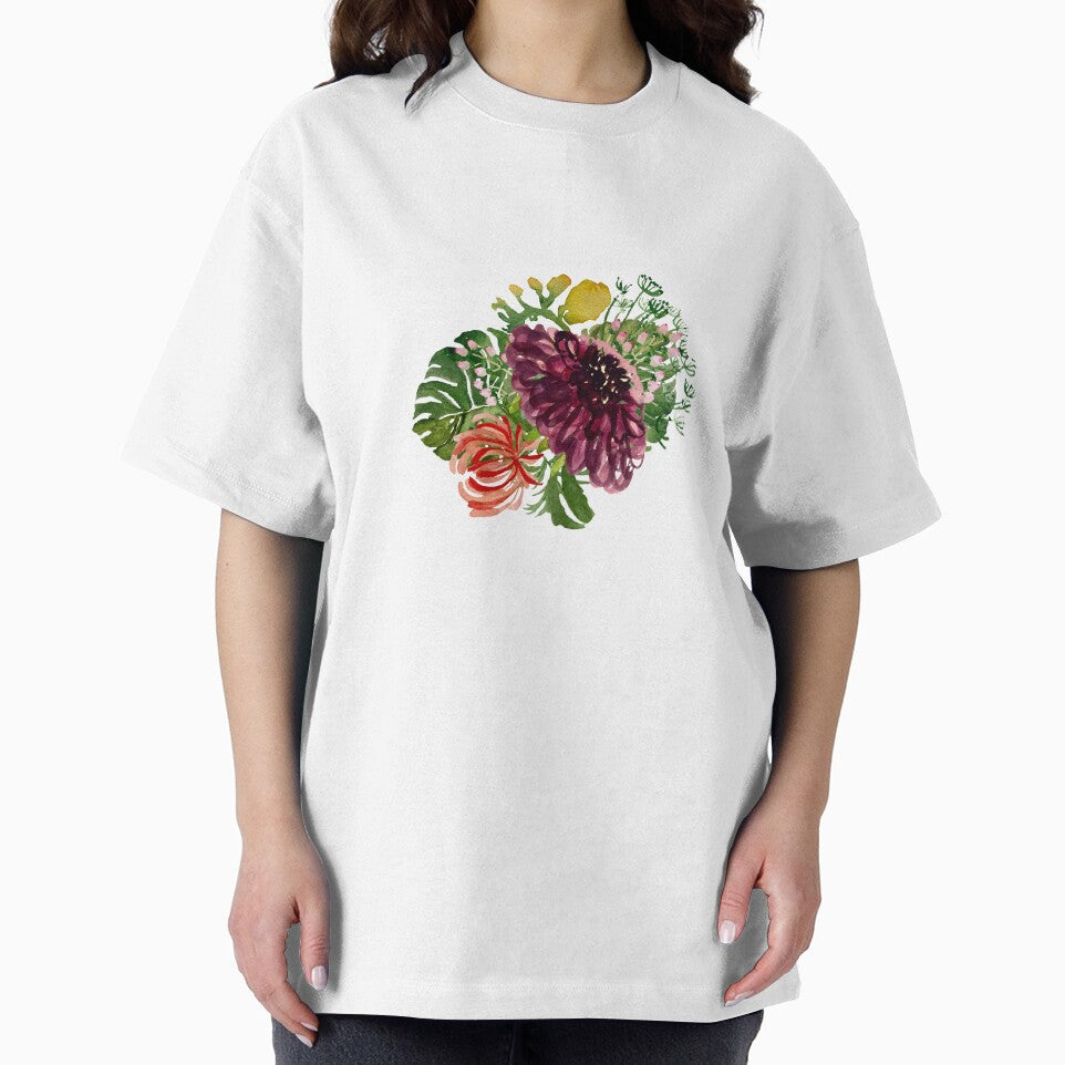Dahlia palm leaf chrysanthemum cute a watercolor by Yana Mustafina | Boho Soulful Designs
