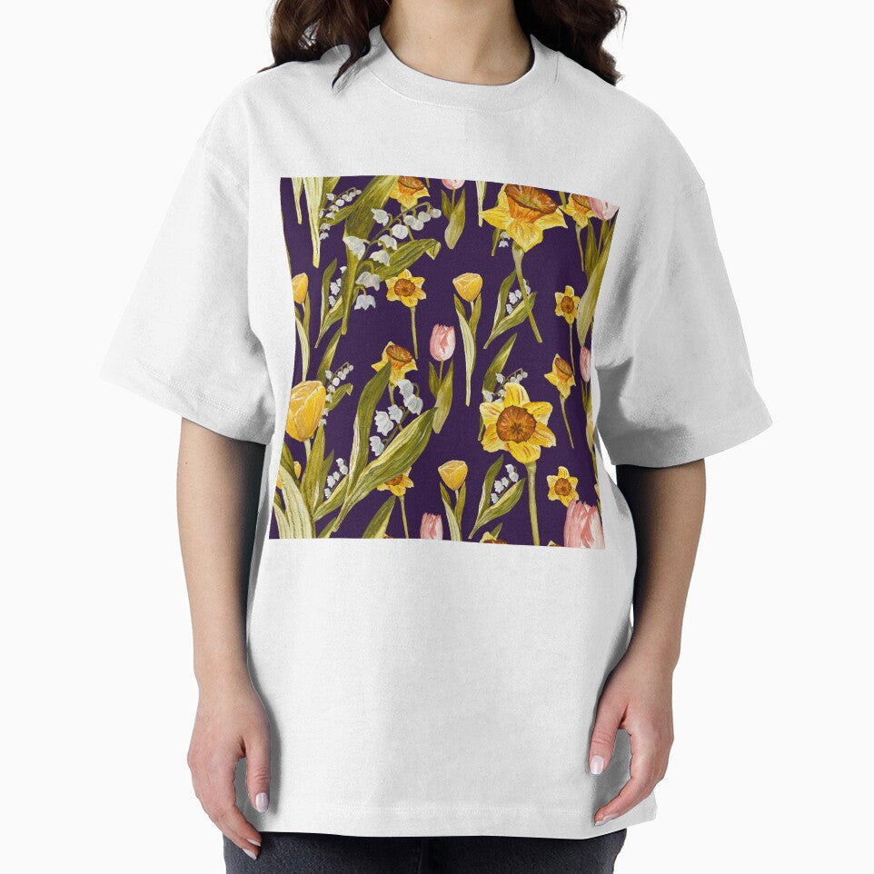 Daffodil tulip snowdrop Easter an ornate pattern violet by Yana Mustafina | Boho Soulful Designs