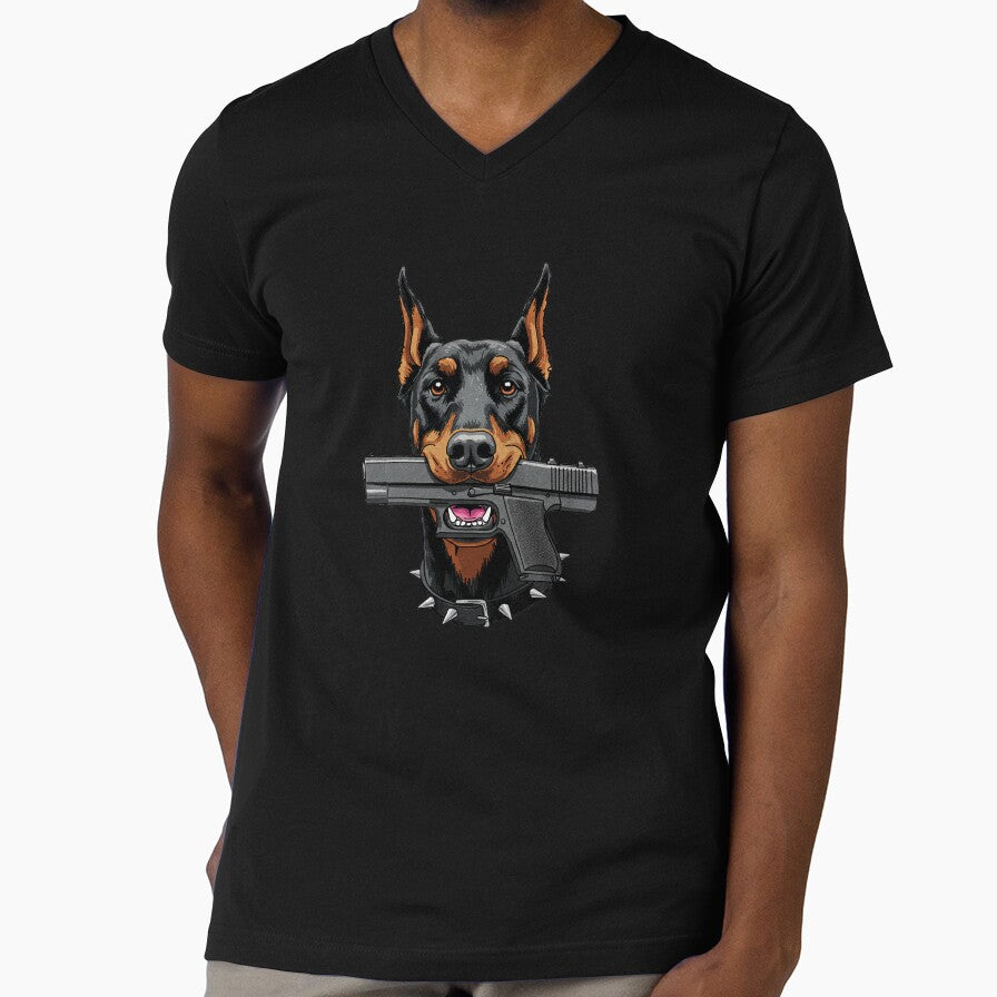 Doberman Pinscher with a Gun by TeeARTHY