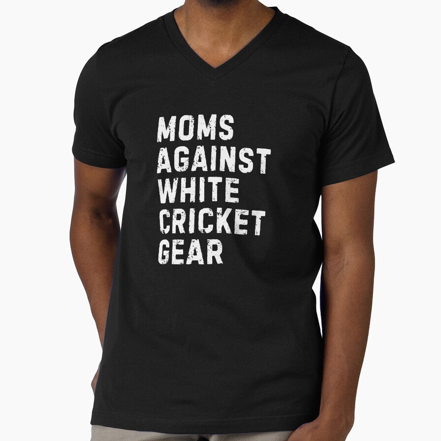 Funny Cricket Moms Against White Cricket Gear Design by MimsTees