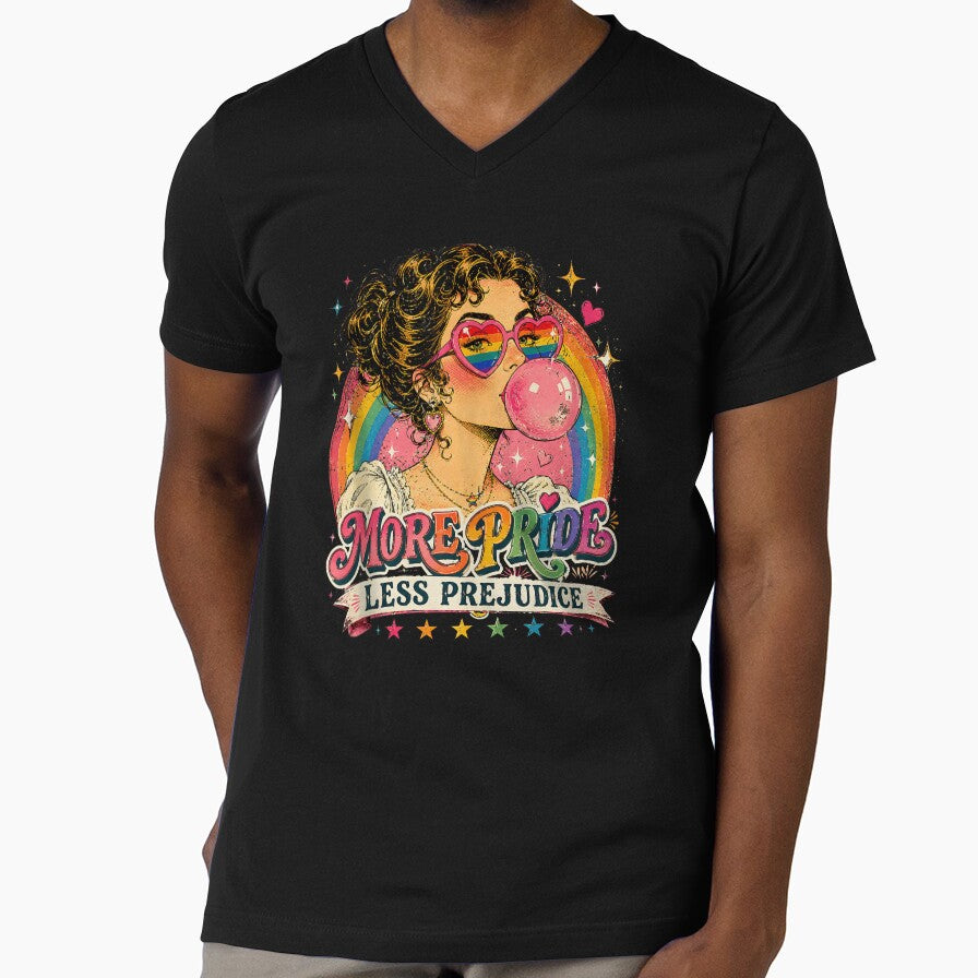 More Pride Less Prejudice Retro LGBTQ Rainbow Pride Design by thefirstbroo