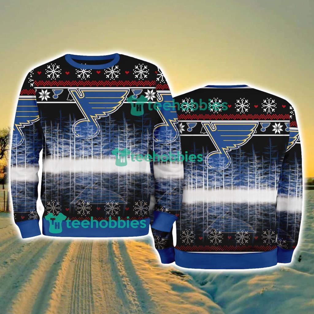 St Louis Blues Logo Brand Pine Tree Christmas Pattern Christmas Ugly Sweater