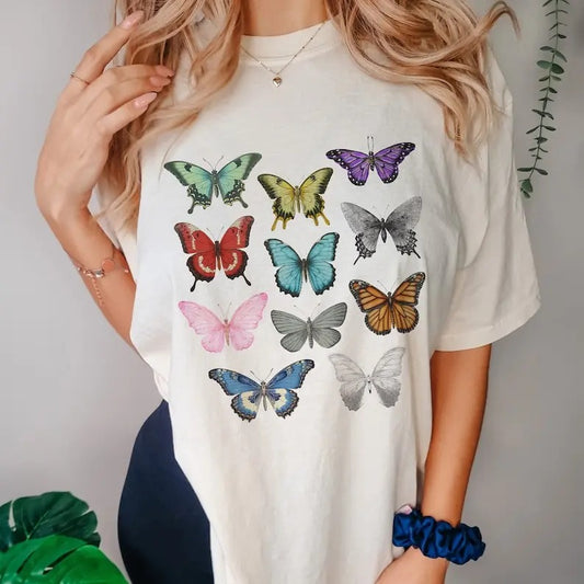 the in my butterfly era  tee, subtle boho vintage butterflies t-shirt gift, T-shirt Cotton Crewneck Shortsleeve Basic Casual Casual