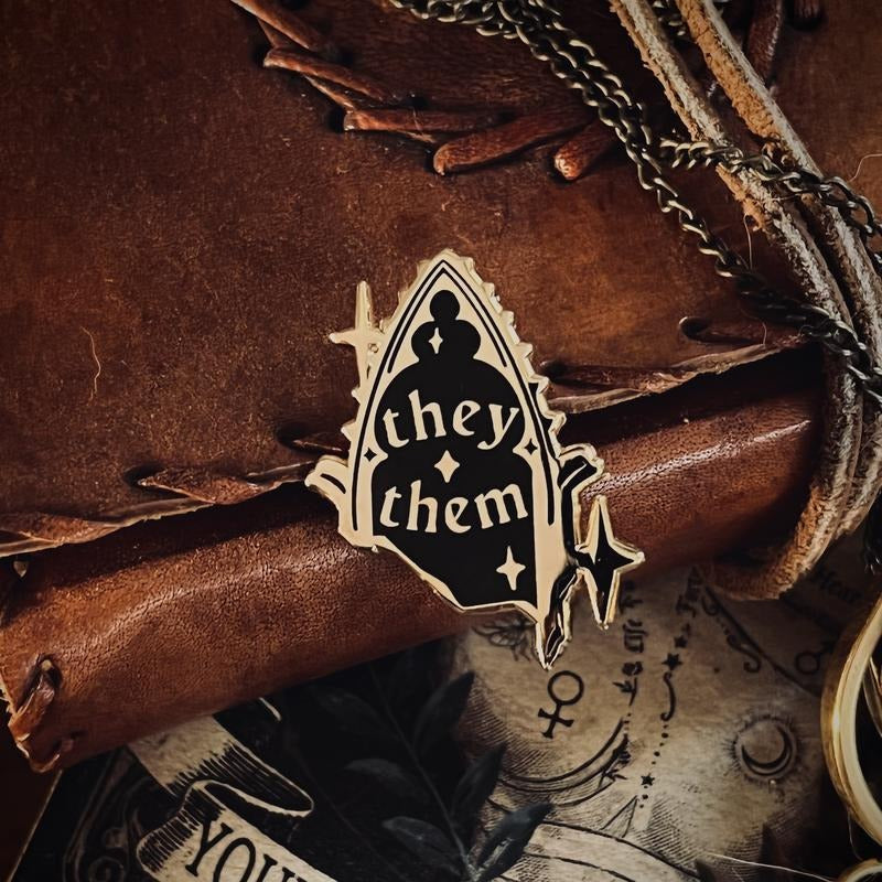 They/them Gothic Arch Pronoun Pin T-Shirts, Hoodie, Sweatshirt | DripVista.com