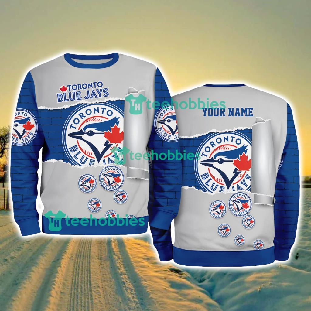 Toronto Blue Jays MLB Sporty Color Custom Name Christmas Ugly Sweater Gift For Fans